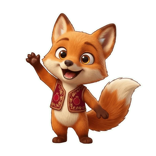 Tunik the fox waving